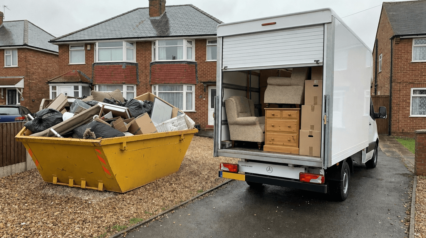 Loading the van on a street in Pinner