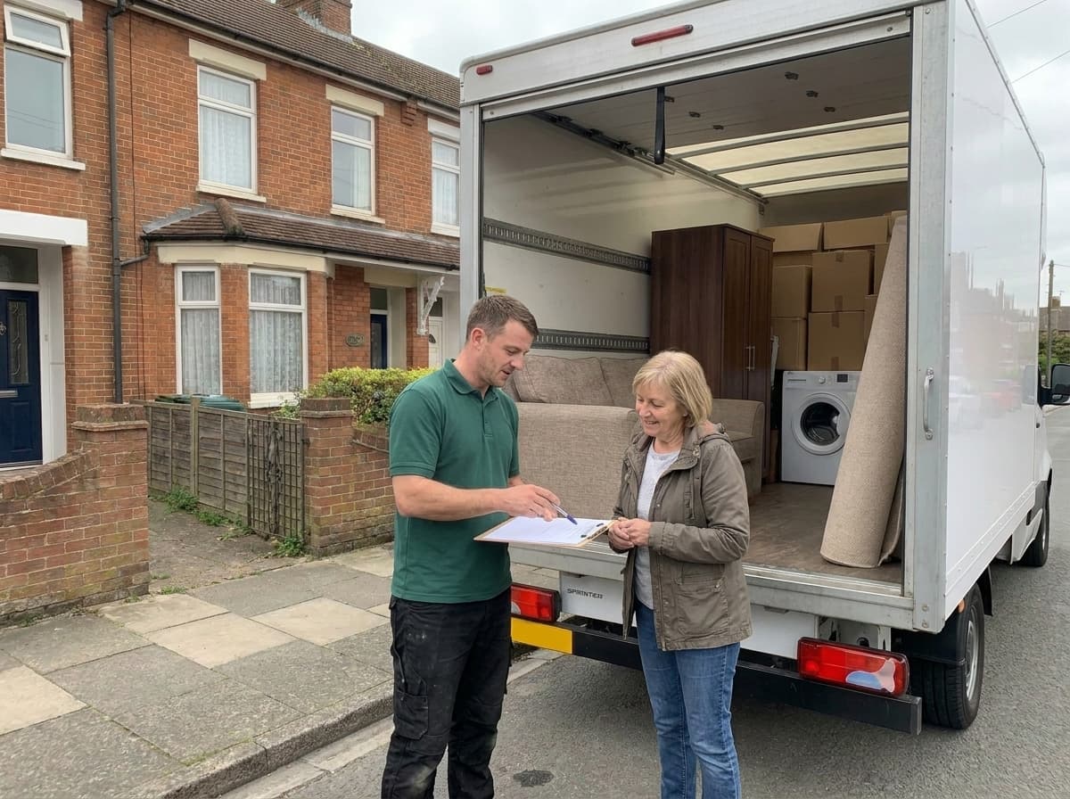 Loading the van on a street in Acton